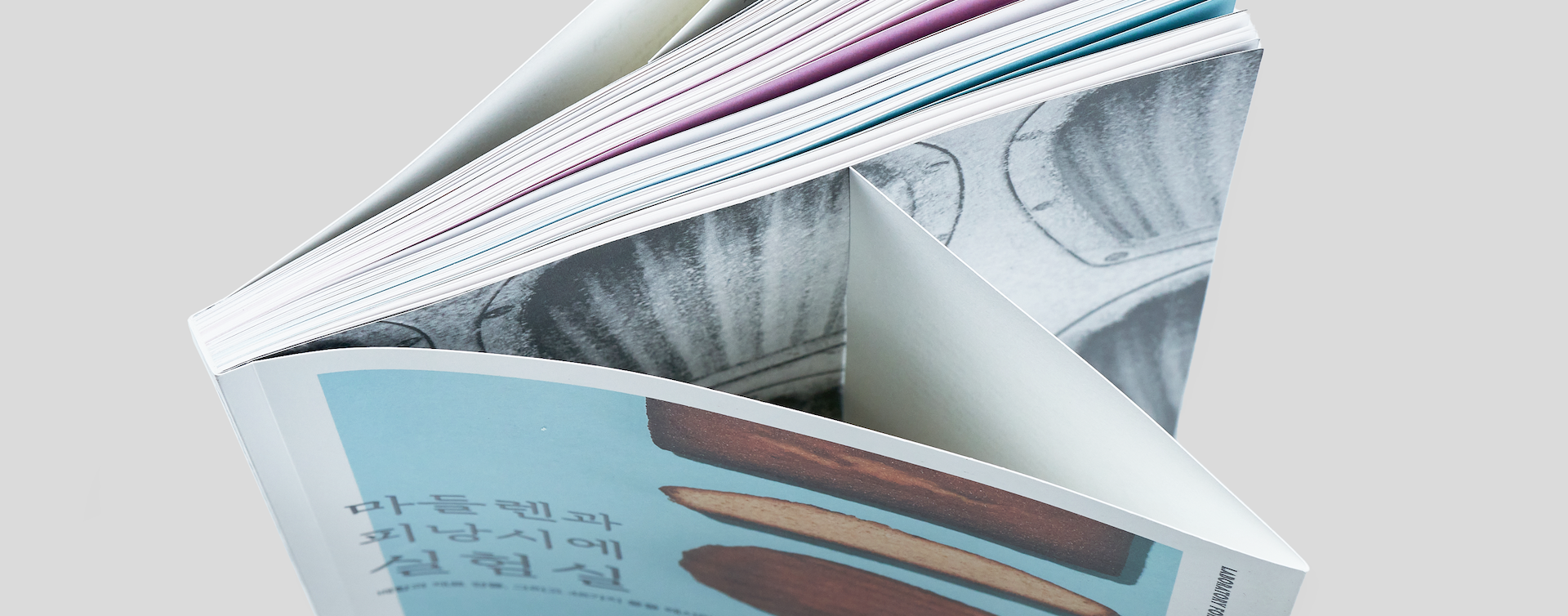 Cookbook standing upright, displaying both the front and back flaps for a premium look