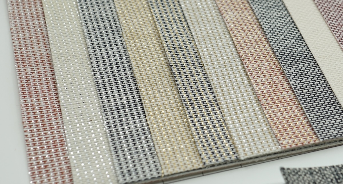 Several swatches of melange cloth Type A with contrasting lines