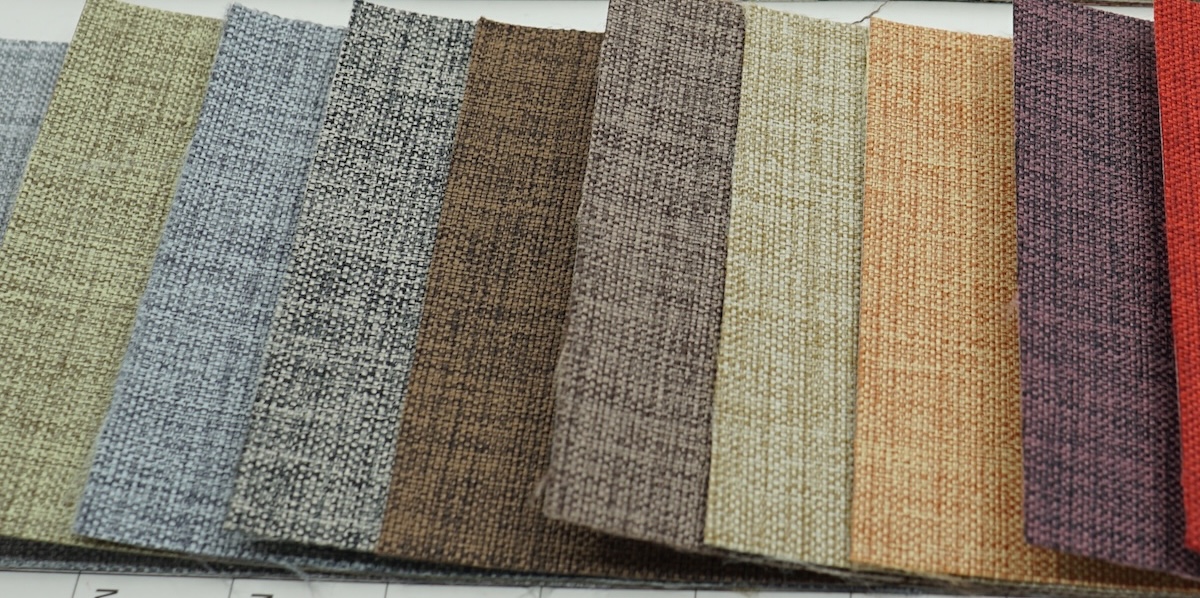 Multiple swatches of woven synthetic-fiber book cloth